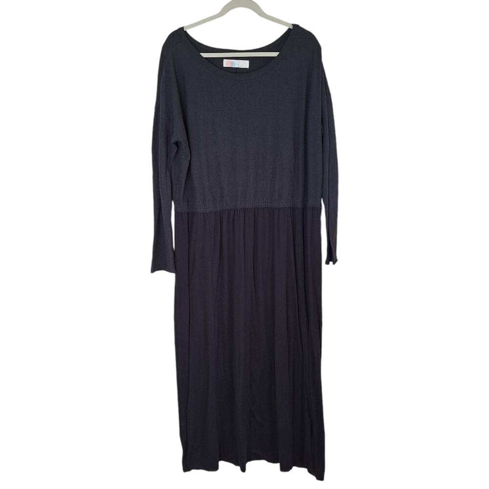 Free People Beach Black & Grey Longsleeve Casual Pullover Maxi Dress M